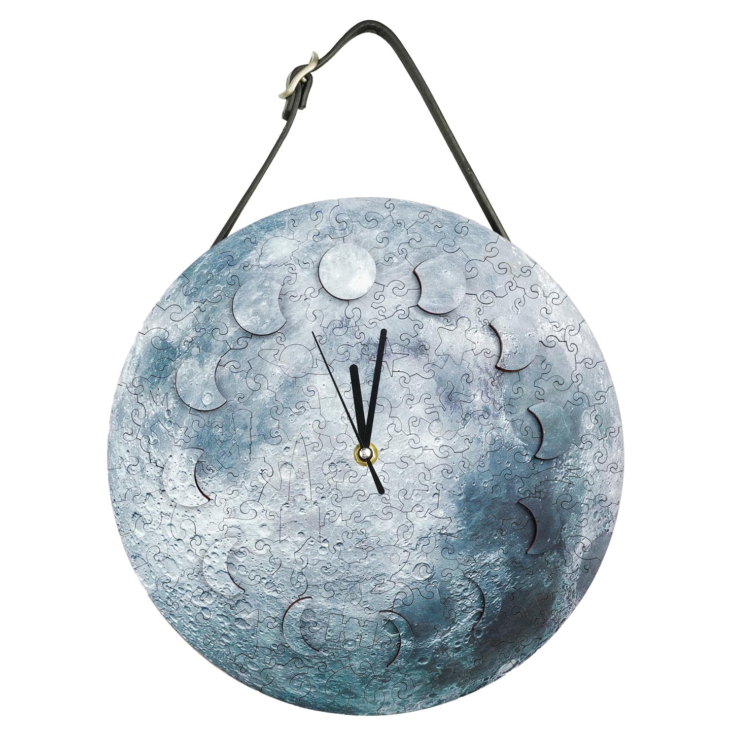 TOI 3D Wooden Puzzle Clock with Unique Moon Phase Numbers, DIY Building Model Kit for Adult, Functional 11 Inch Wall Clock, Creative Home Decoration Gift