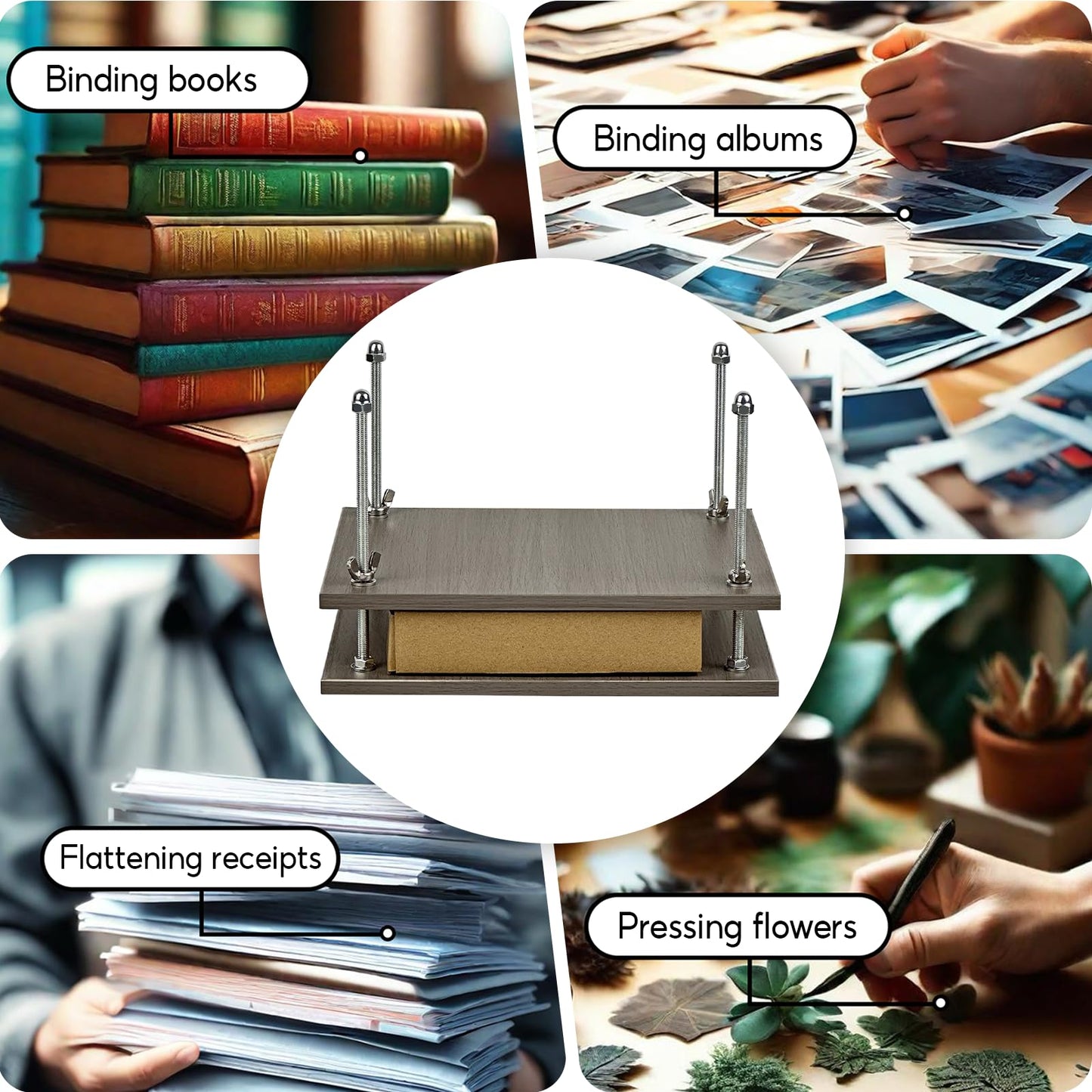 HEYUROP Book Press, Book Press Bookbinding, Paper Press, Book Binding Press, Portable Bookbinding Press for Handmade Bookbinding, Book Binding Clamp, Flower Press Kit 9.1 * 7.1 inch