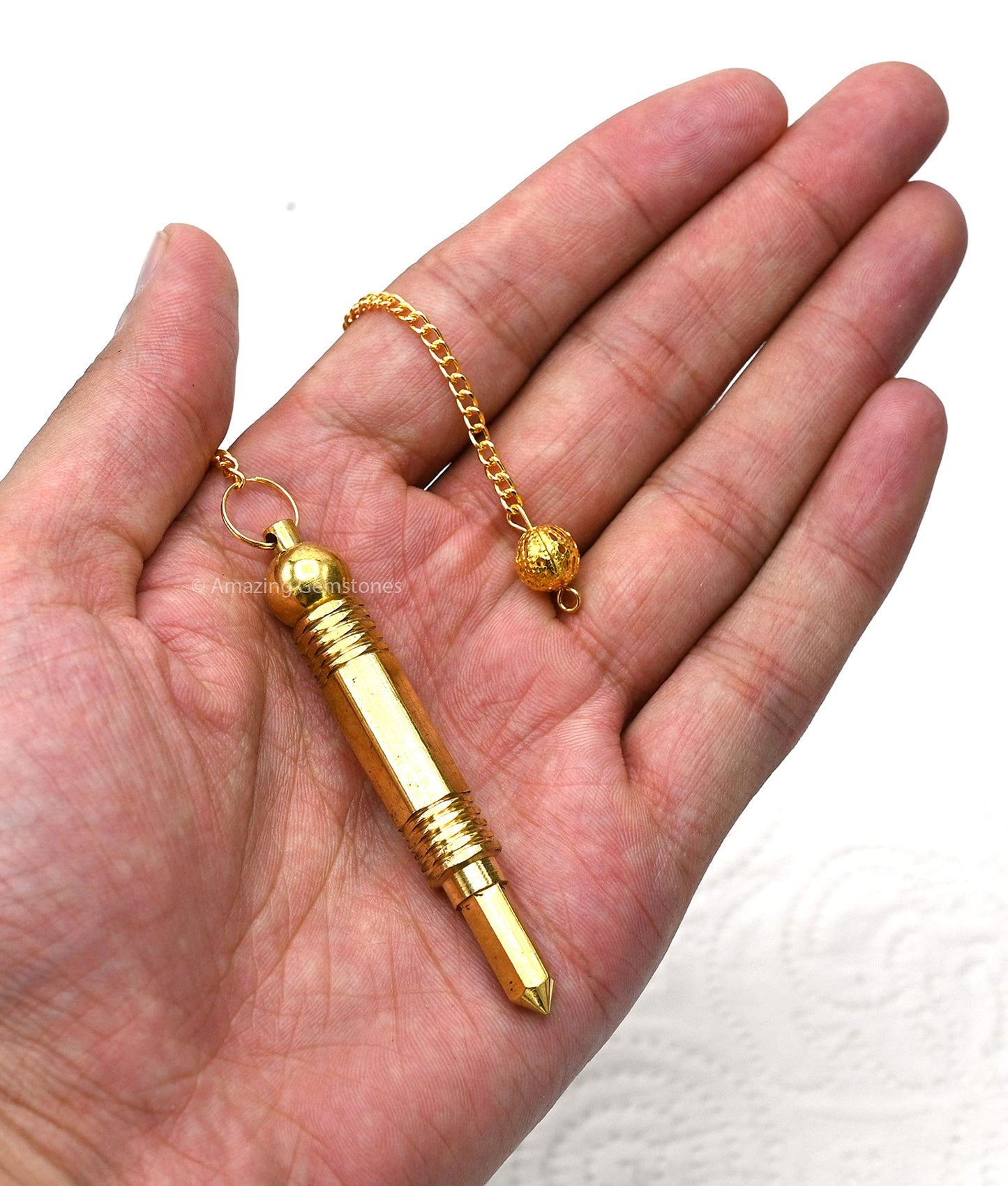 Amazing Gemstone Healing Metal Pendulums for Divination, Gold 3 Piece Steel Copper Pendulum High Energy Pendulo de Bronce Pendulos de Mesa MP45