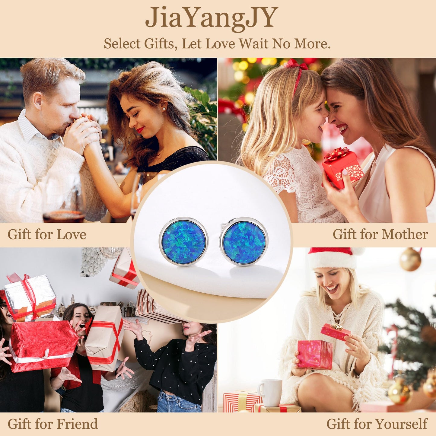 JiayangJY Silver Blue Fire Opal Stud Earrings for Women 18K White Gold Plated Sterling Silver Round Shape 7mm Opal Earrings with Push Back