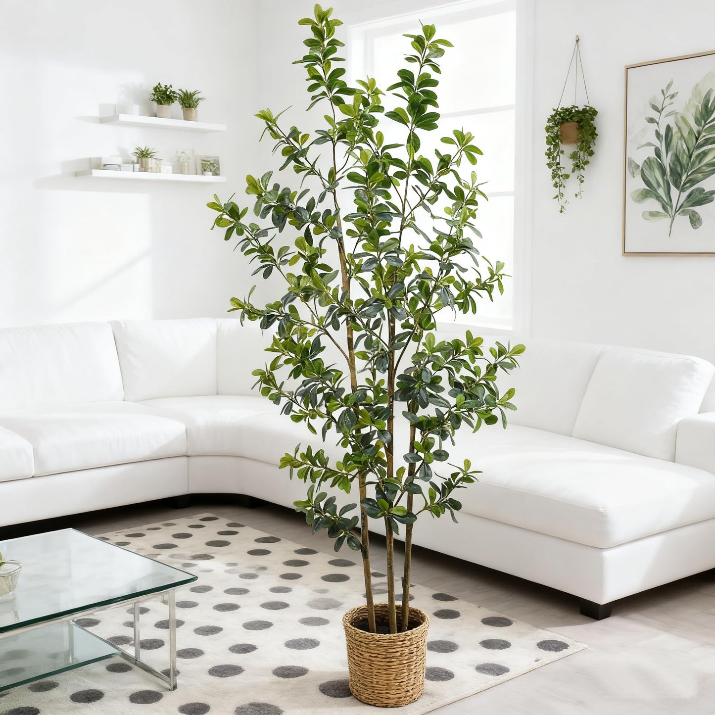 ZSENENT Fake Trees Premium 3 Main Trunks 6 ft Faux Black Olive Tree, Realistic Olive Trees Artificial Indoor, Low-Maintenance, Ideal Artificial Tree for Home Office Décor (Reds, 6 FT)