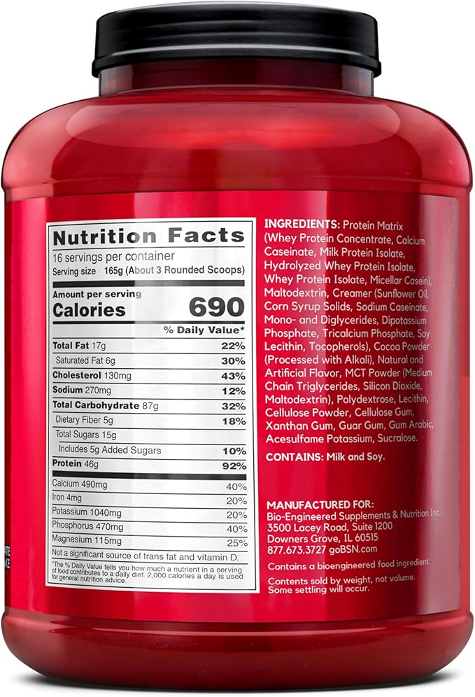 BSN TRUE-MASS Weight Gainer, Muscle Mass Gainer Protein Powder, Chocolate Milkshake, 5.82 Pound