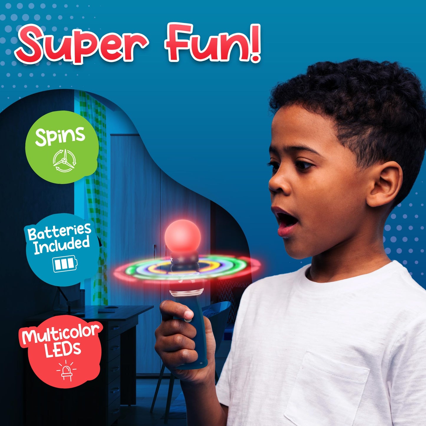 Windy City Novelties Hand-Held LED Light Up Galaxy Spinner - Colorful Flashing Lights for Parties, Events, and Fun