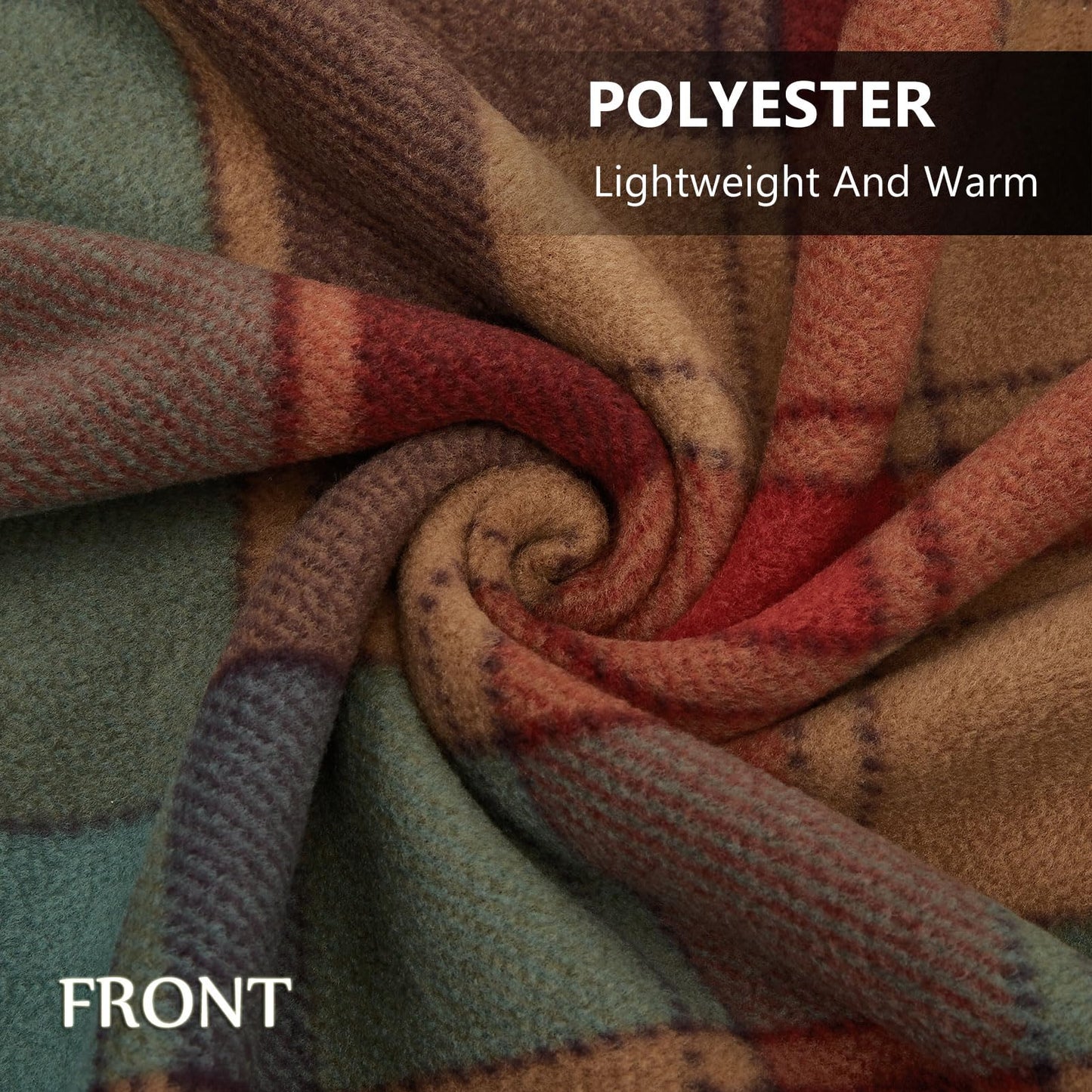 forestfish Fleece Wearable Blanket, Plaid Lap Blanket Comfy Poncho Throw with Buttons for Bed Sofa Office