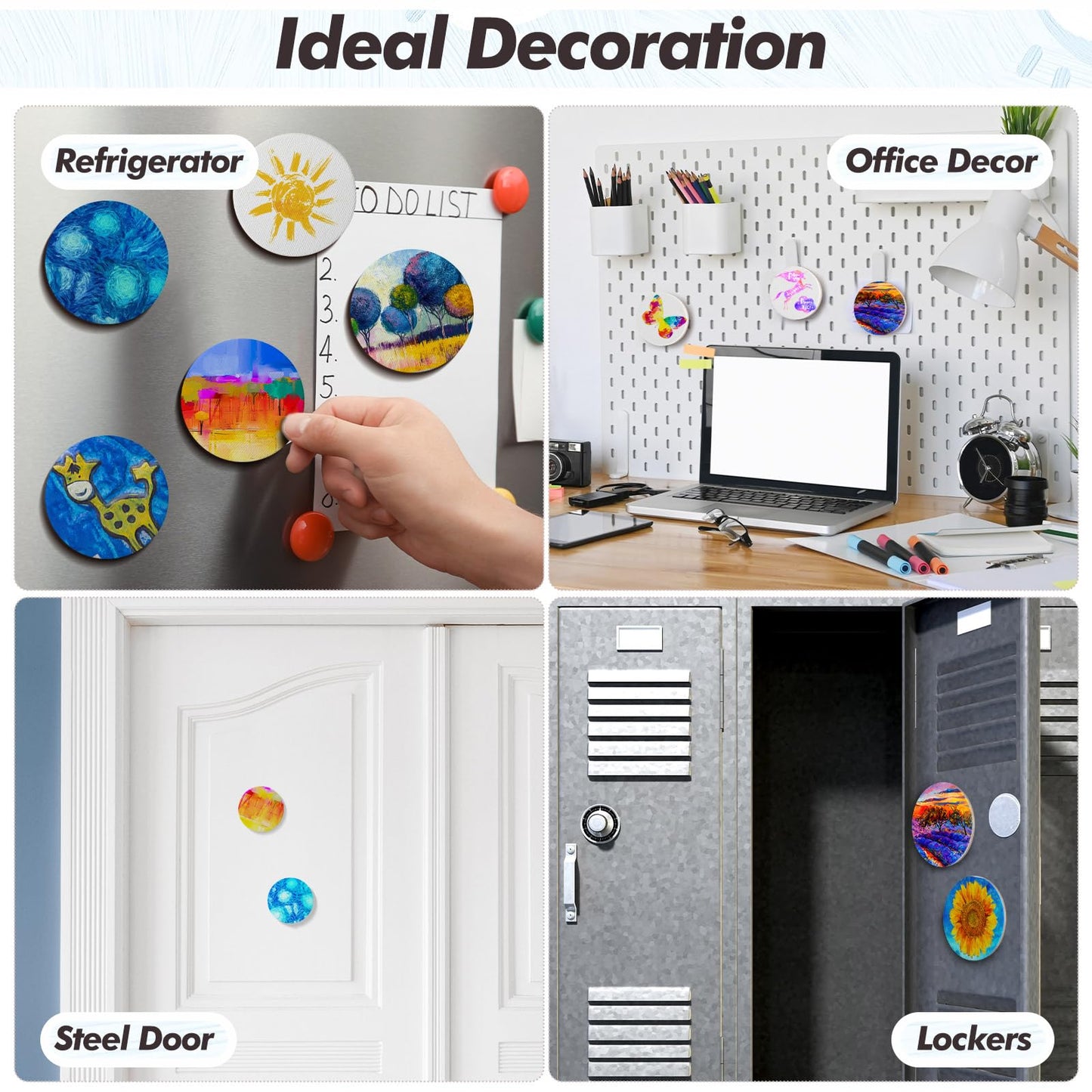 Engrowtic 50 Pcs Magnetic Painting Canvas Panel Mini Canvas Boards for Painting Mini Tile Art for Fridge Locker Art Crafts DIY(3 in,Round)