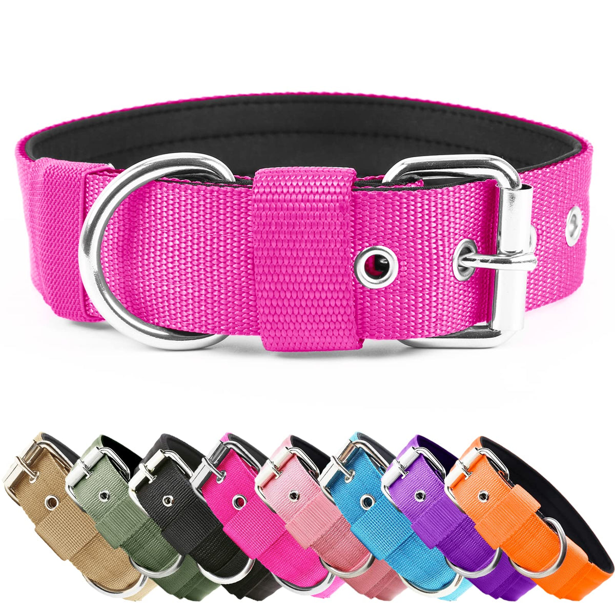 Heavy Duty Tactical Dog Collar - 1.5" Width Military Durable Thick Nylon with Adjustable Metal D Ring & Buckle Working Training K9 Collar for Medium Large Dogs (L(20"-23"), Black)