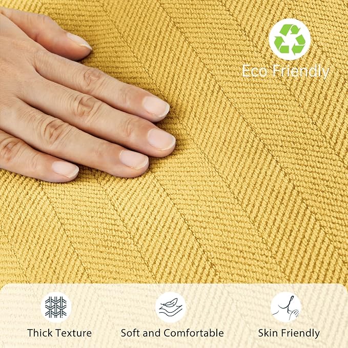ZWJD Yellow Pillow Covers 20x20 Set of 2 Chenille Throw Pillow Covers with Elegant Design Soft and Luxurious Decorative Throw Pillows for Couch, Bed, and Home Decor