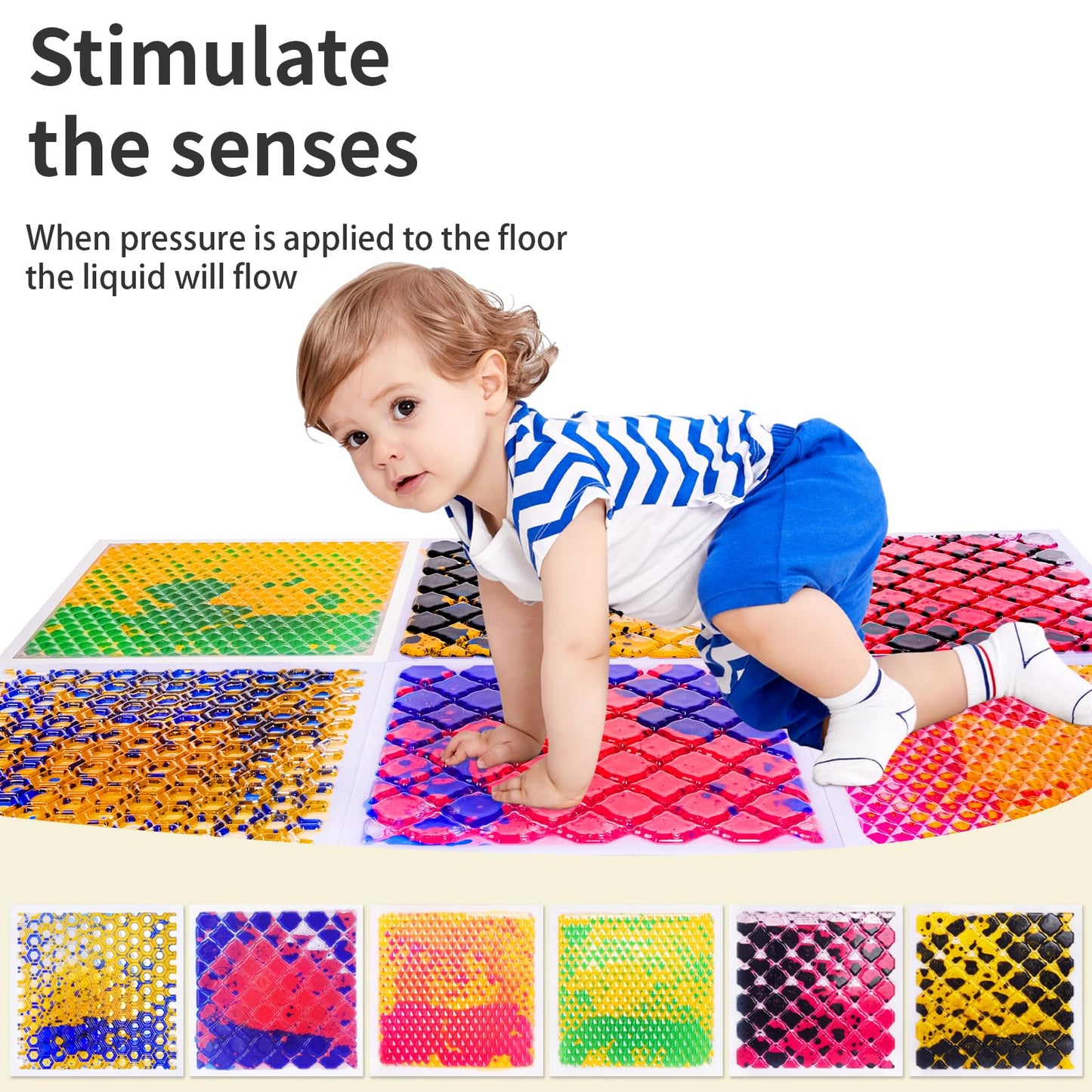 XIRDQYM Sensory Liquid Play Mats : 6-Tile Color-Changing Exercise Floor Mats for Children(6PYXM1)