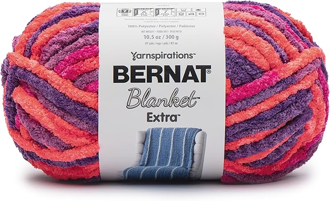 Bernat Blanket Extra Plum Brights Yarn - 2 Pack of 300g/10.5oz - Polyester - 7 Jumbo - 97 Yards - Knitting/Crochet