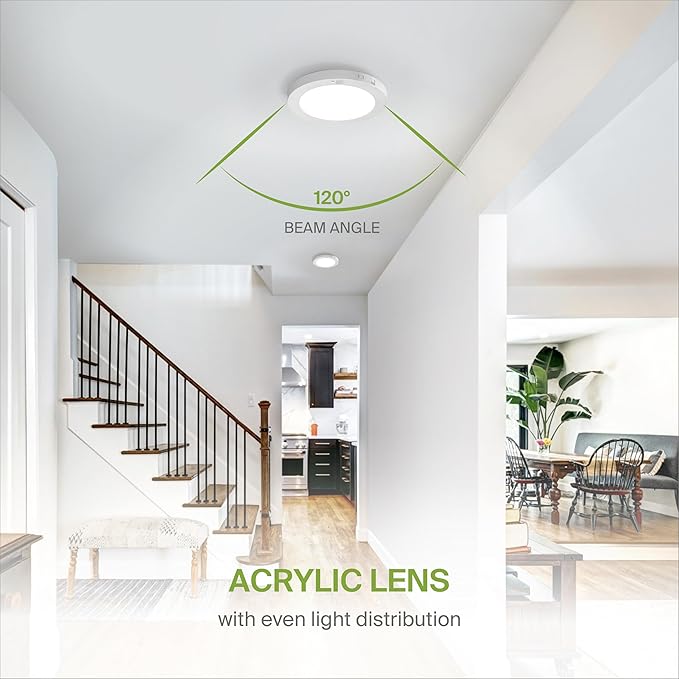 ASD LED 9" Round Flush Mount Ceiling Light Fixture, Low Profile Surface Lighting | 5CCT, Motion Sensored, Ultra-Thin, ETL Listed | 15W 1300LM 2700-6000K 120V | Kitchen, Hallway Lamp | White, 12 Pack
