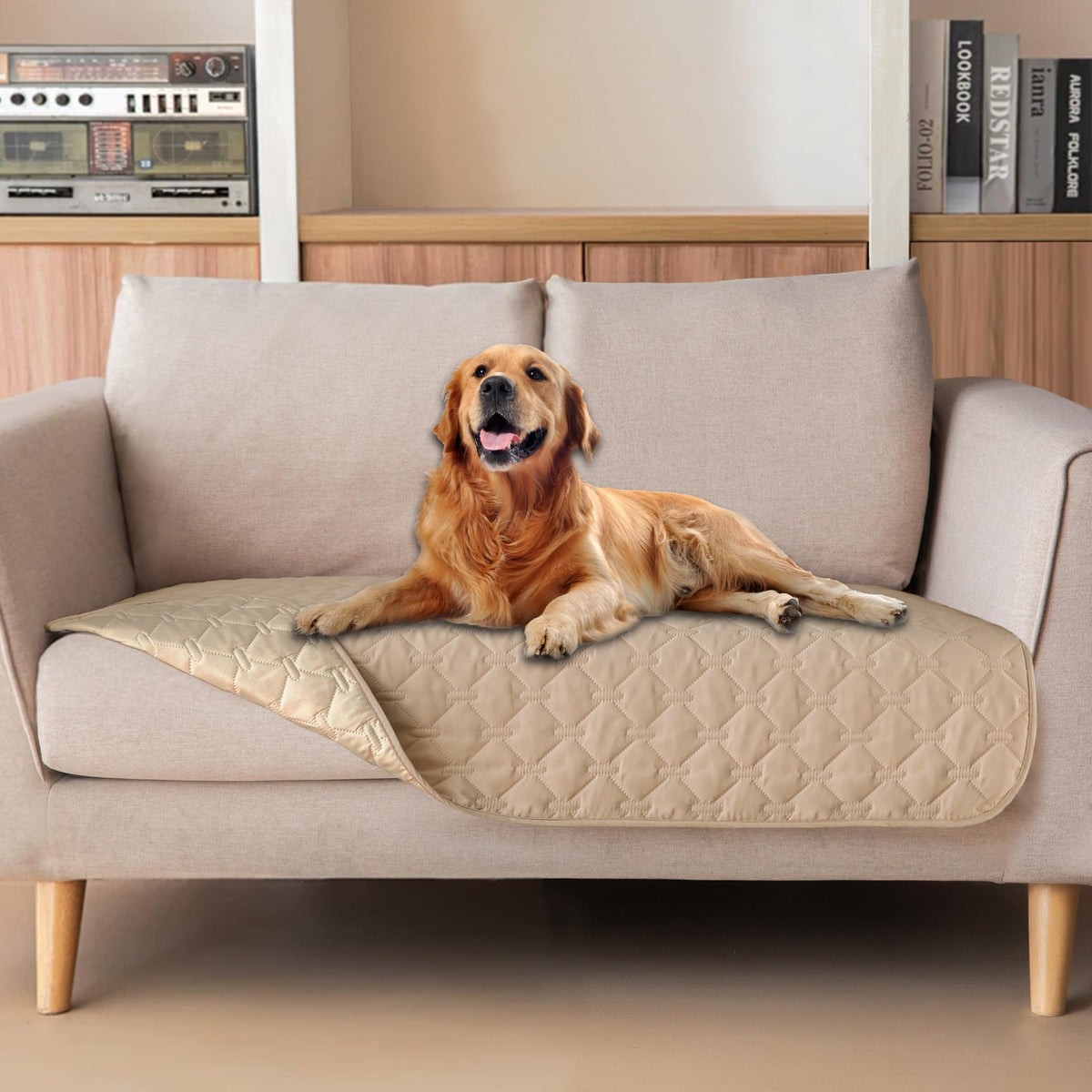 gogobunny Waterproof Loveseat Cover, Reversible Dog Cat Blanket for Couch