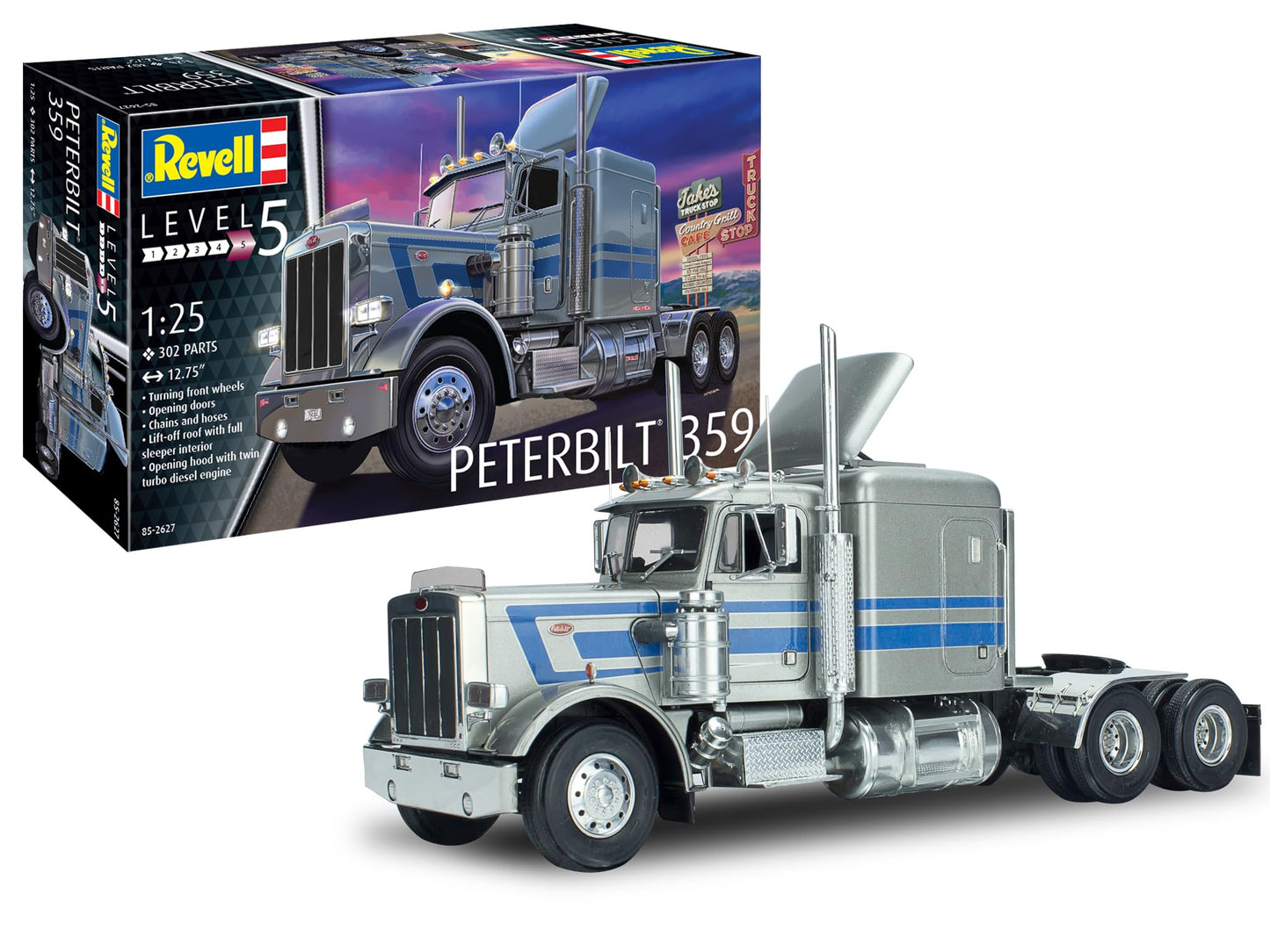 Revell 85-2627 Peterbilt 359 1:25 Scale 302-Piece Skill Level 5 Model Car Building Kit