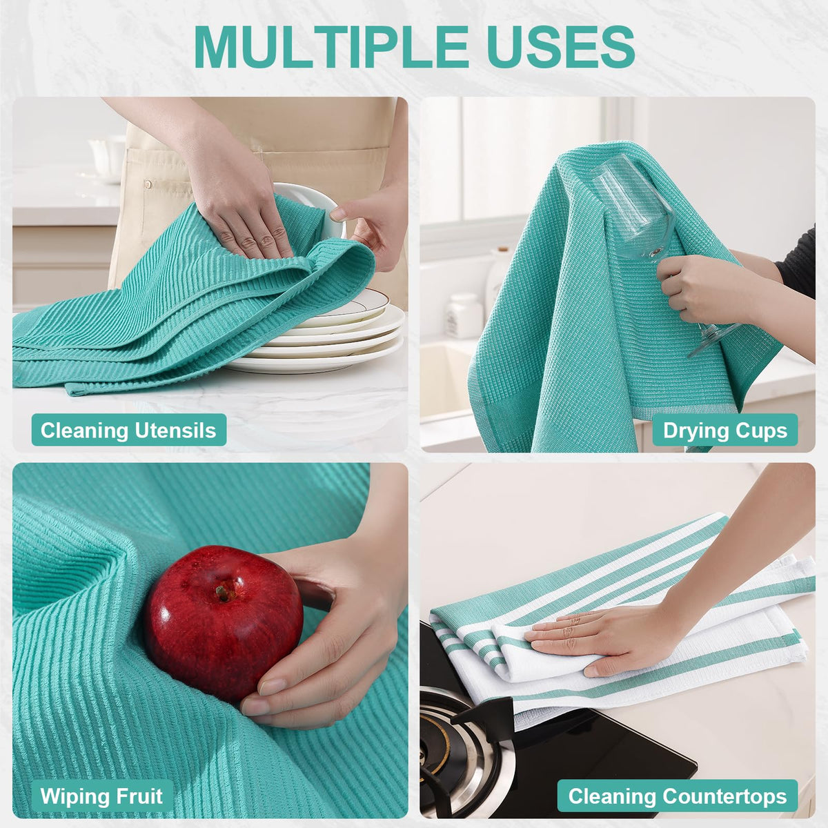 Cotton 380 GSM Premium Kitchen Towels (12 Count)