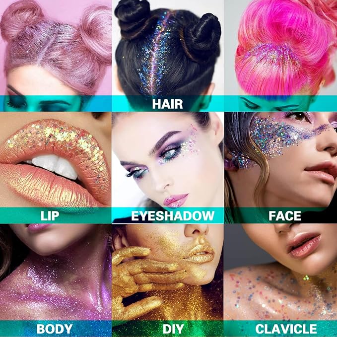 MEICOLY Orange Face Body Glitter,Sparkling Hair Face Glitter Gel,Mermaid Sequins Face Paint Glitter Autumn Makeup,Halloween Festival Rave Accessories Makeup,Party Body Glitter Gel for Women Kids