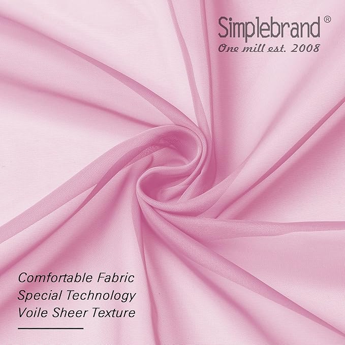 Simplebrand Pink Sheer Curtains 63 Inch Length 2 Panels, Rod Pocket Solid Color Window Sheer Curtain Panels, Elegant Curtains & Drapes for Living Room, Bedroom 2 Panels (42" W x 63" L)