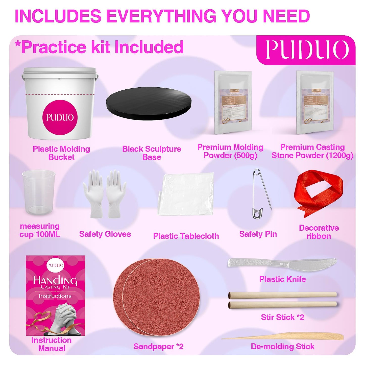 Puduo Hand Casting Kit for Couples or Family, DIY Plaster Hand Mold Keepsake Sculpture Kit Gifts for Her, Kids, Weddings, Anniversary