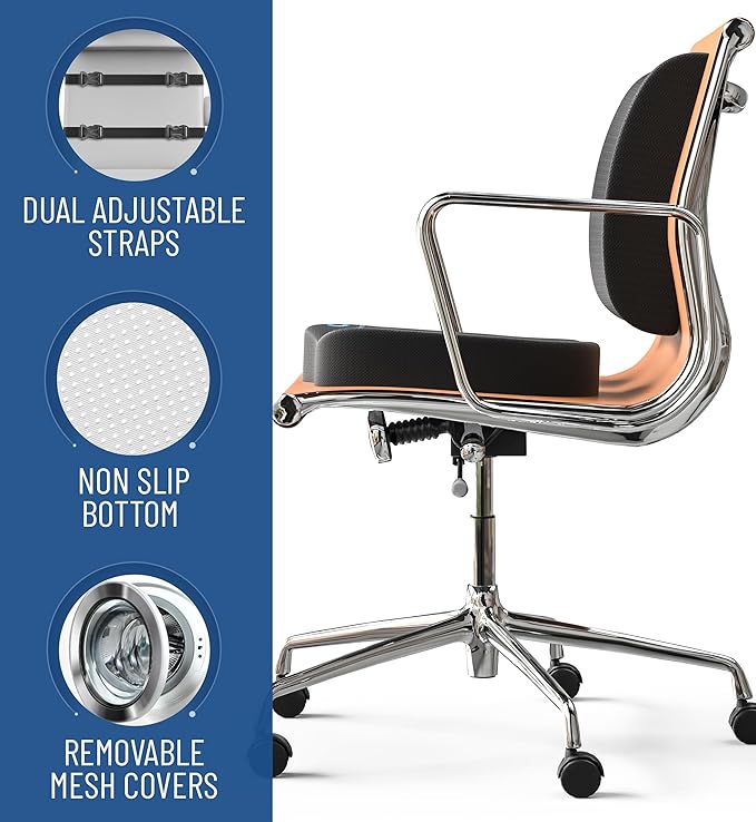Everlasting Comfort Doctor Recommended Memory Foam Seat Cushion for Office Chairs & Car Seat - Ergonomic Office Desk Accessories for Tailbone Pain Relief, Sciatica & Lumbar Support