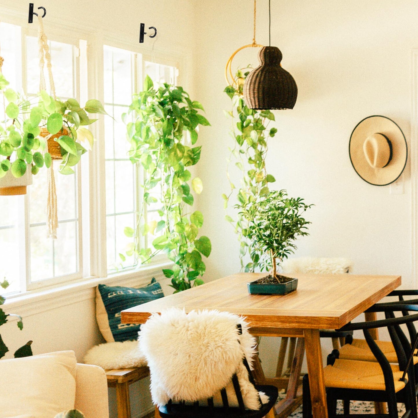6Pack 2.5Inch Ceiling Hooks for Hanging Plant, Hanger for Indoor and Outdoor Plant Pots Holder, Wall Hook for Planters, Flower Basket, Wind Chimes, Lanterns, Lights, Bird Feeders, Home Decor