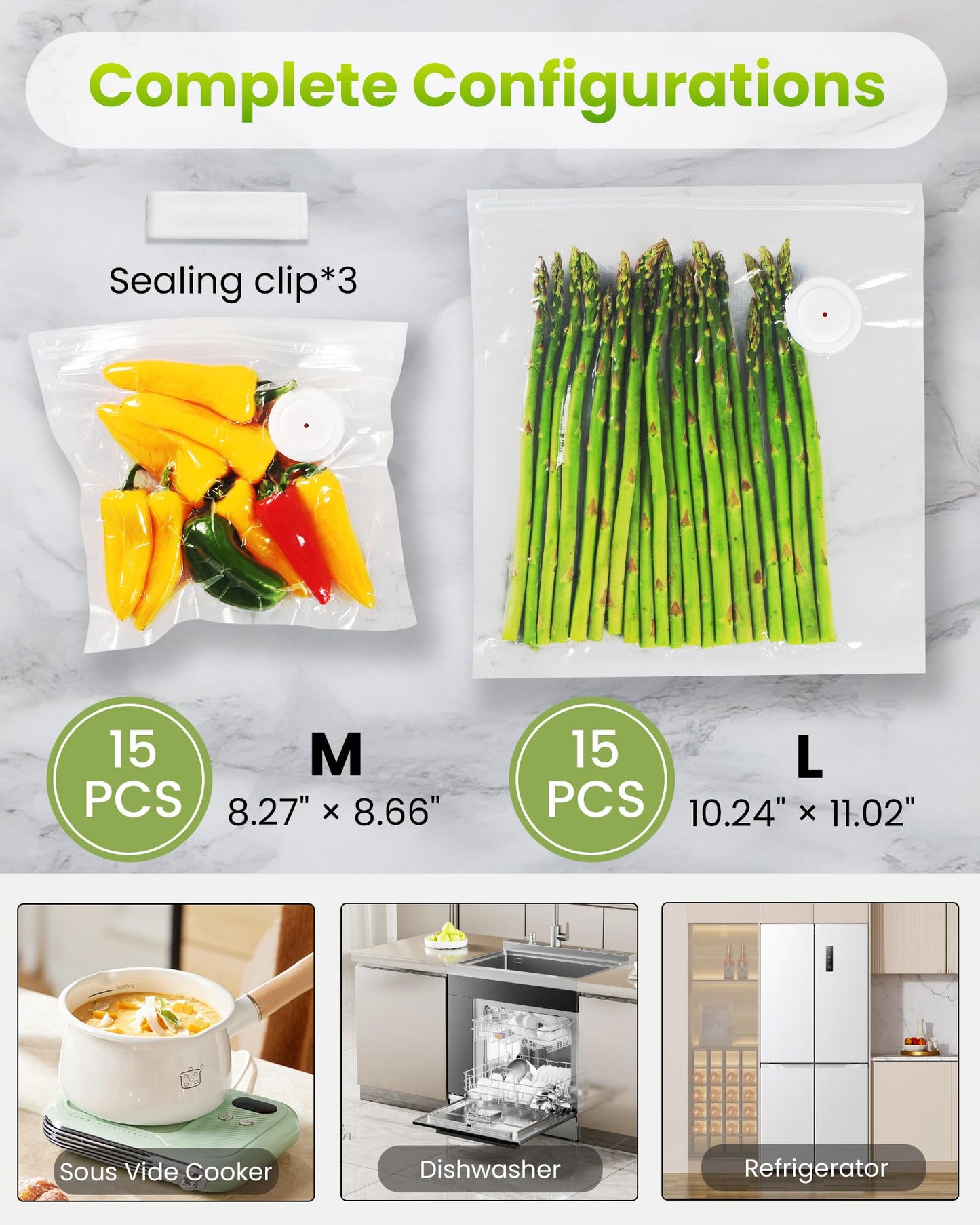 FEPPO Vacuum Sealer for Food with Visible Water Tank, Handheld Saver Compact Vacuum Sealer Machine with 30 Reusable Bags for 6X Preservation & Fresh, White