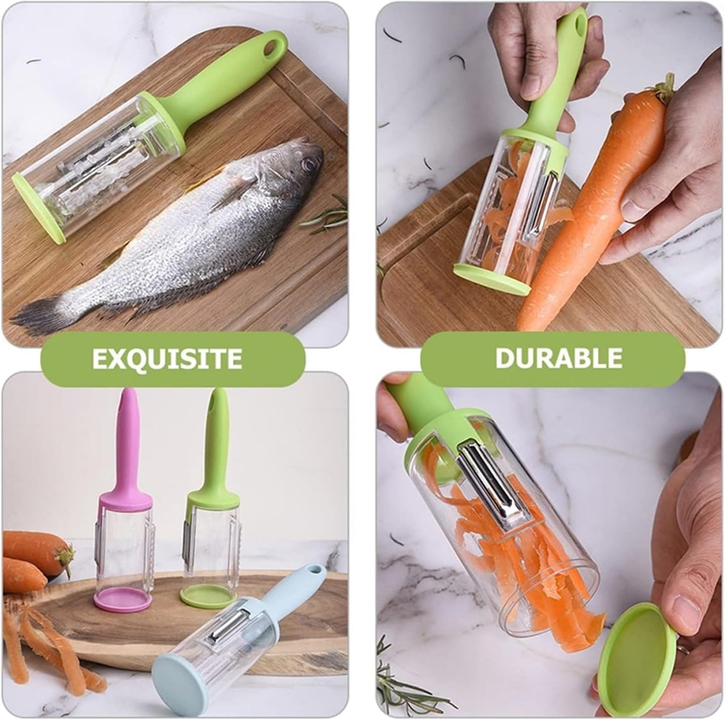 Multifunctional Peeler with Storage Box The Ultimate Solution for Peeling Vegetables, Fruits, and Scaling Fish Without the Mess! Keep Your Kitchen Immaculate with this Clever 2-in-1 Gadget!
