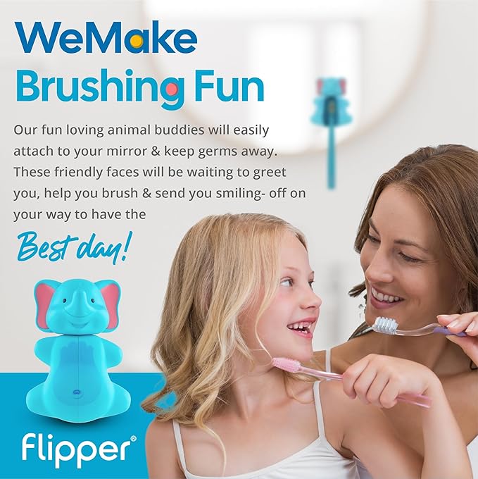 Flipper Fun Animal Pig Toothbrush Cover – Kids Toothbrush Holder with Cover – Toothbrush Holders for Bathrooms - Suction Cup Toothbrush Holder