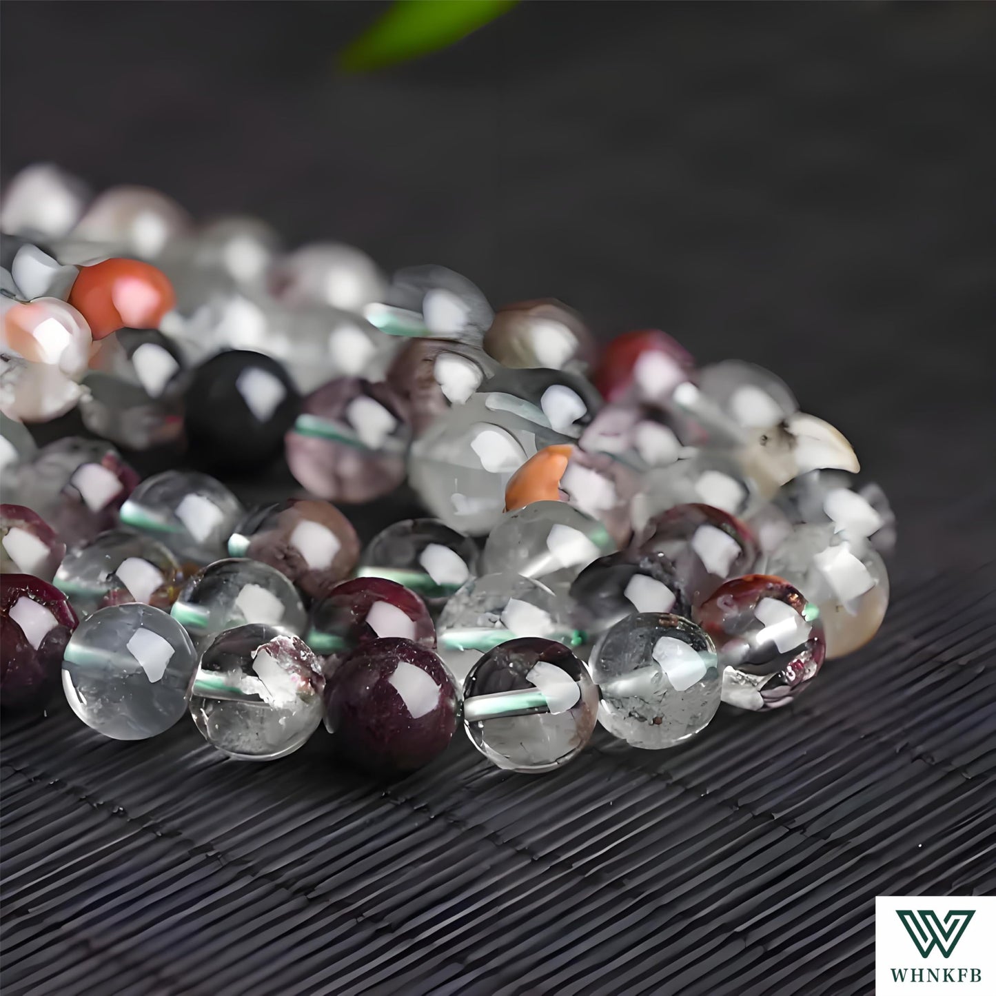 WHNKFB 8mm 50PCS Natural Green Phantom Quartz Round Beads, Smooth Polished Loose Crystal Beads for Jewelry Making Craft - 6mm 8mm 10mm Options with Free Elastic Cord