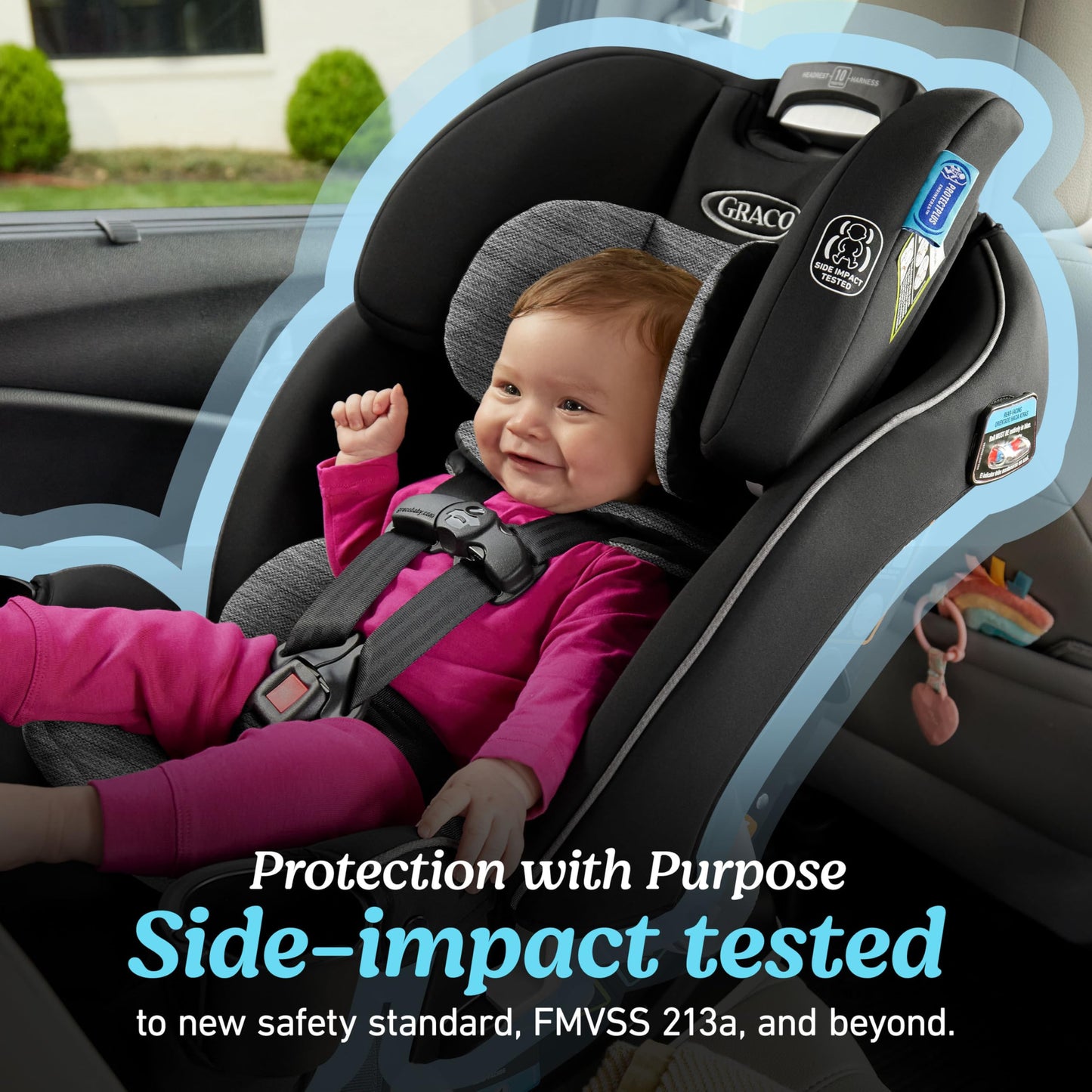 Graco Slimfit 3-in-1 Convertible Car Seat, Slim Car Seat with Space-Saving Design, Highback Booster Seat with 10-Position Headrest, Rear Facing and Forward Facing Carseat, Jarret