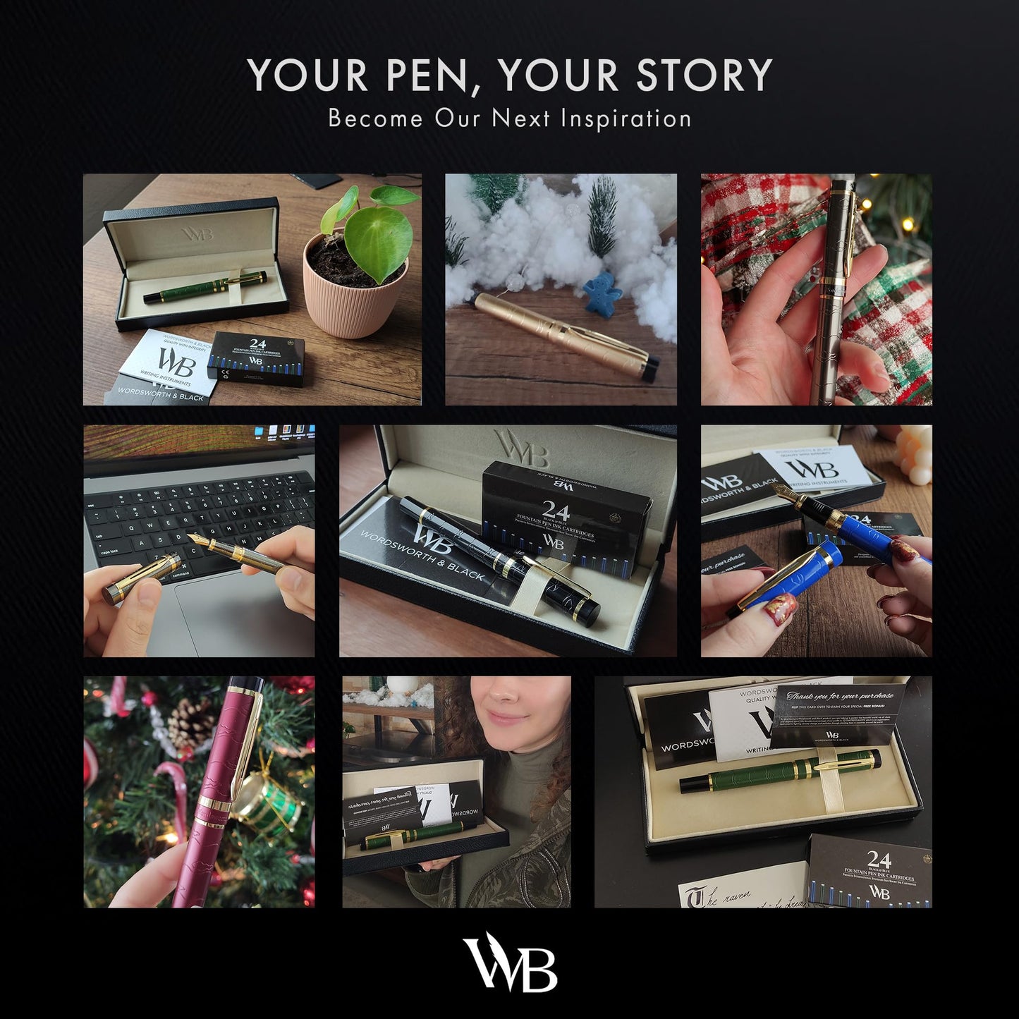 Wordsworth & Black Primori Fountain Pen Set [Red Gold]; Medium Nib, Gift Case, 24 Ink Cartridges, Refill Converter, Manual; Journaling, Calligraphy, Smooth Writing Pens; Left and Right Handed