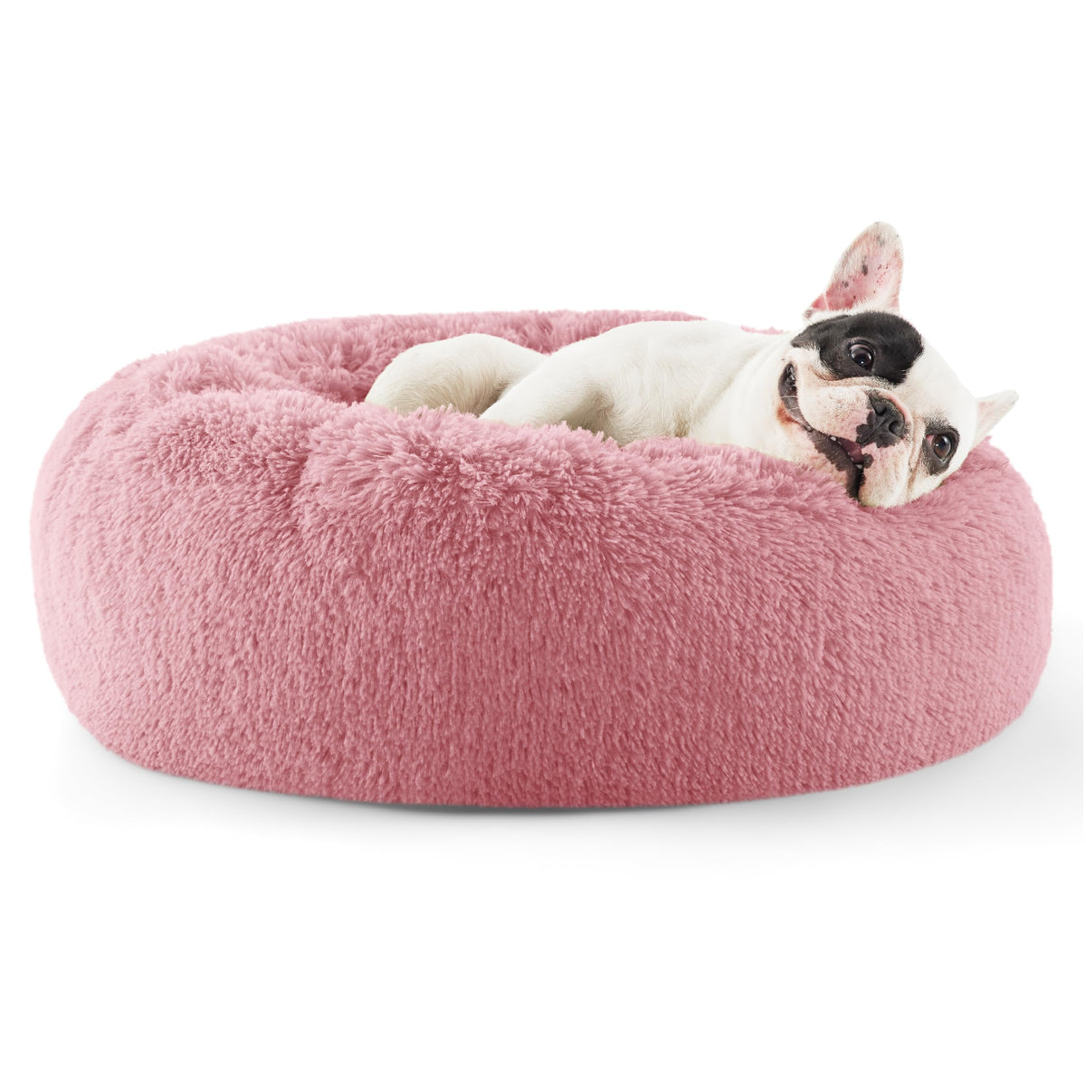 Bedsure Calming Small Medium Dog Bed Donut Washable Puppy Bed,27ins Black