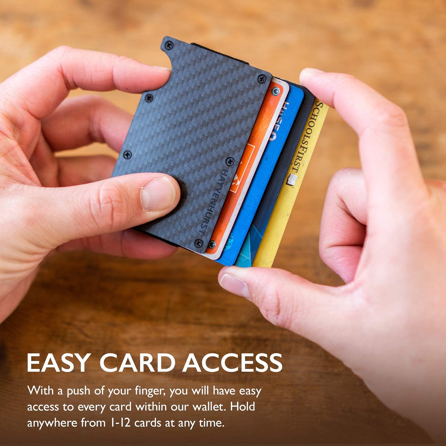Hayvenhurst Wallet for Men - Slim RFID Blocking Metal Wallet with Money Clip, Minimalist Front Pocket Credit Card Holder, Small Mens Wallet