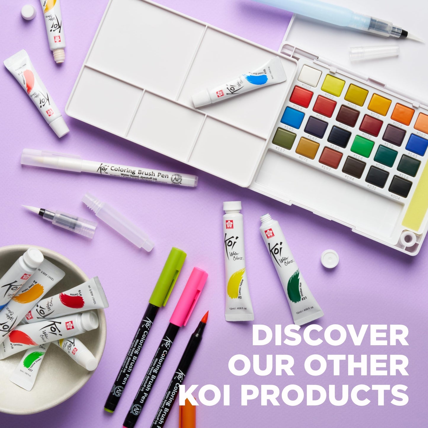 SAKURA XBR-6SA 6-Piece Koi Coloring Brush Pen Set, Gray