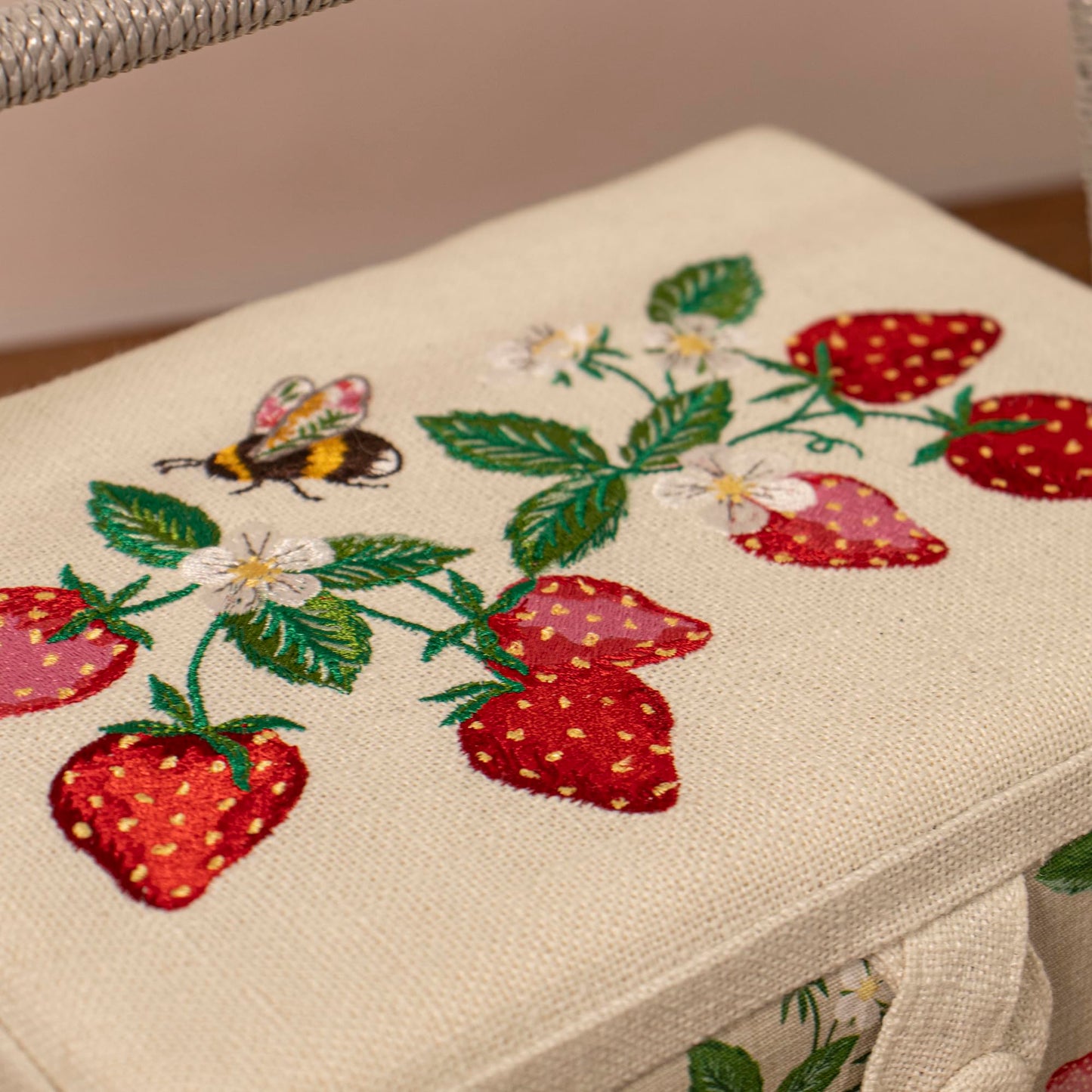 Hobby Gift Medium Sewing Box Craft Storage Box with Handle Internal Accessories Tray Pin Cushion and Pocket for Sewing Knitting and Hobby Supplies