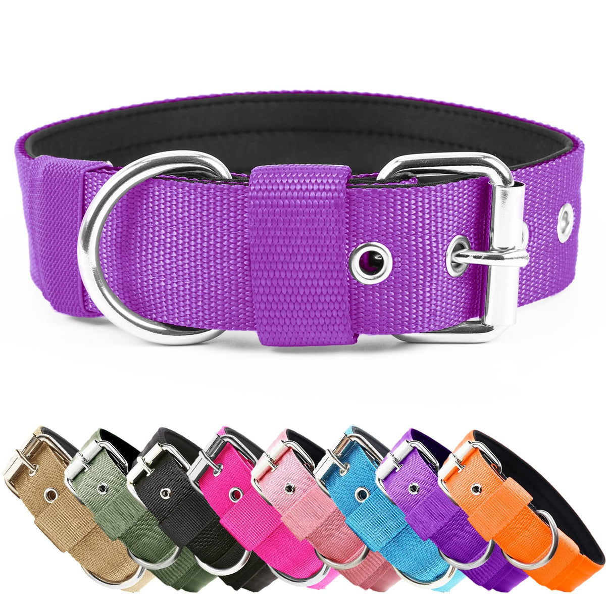Heavy Duty Tactical Dog Collar - 1.5" Width Military Durable Thick Nylon with Adjustable Metal D Ring & Buckle Working Training K9 Collar for Medium Large Dogs (L(20"-23"), Black)