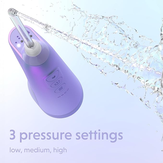 Ordo Water Flossers for Teeth, Cordless IPX7 Waterproof Oral Irrigator, 3 Pressure Settings, Portable, Rechargeable Electric Sonic Flosser, Dental Professional Recommended, Pearl Violet