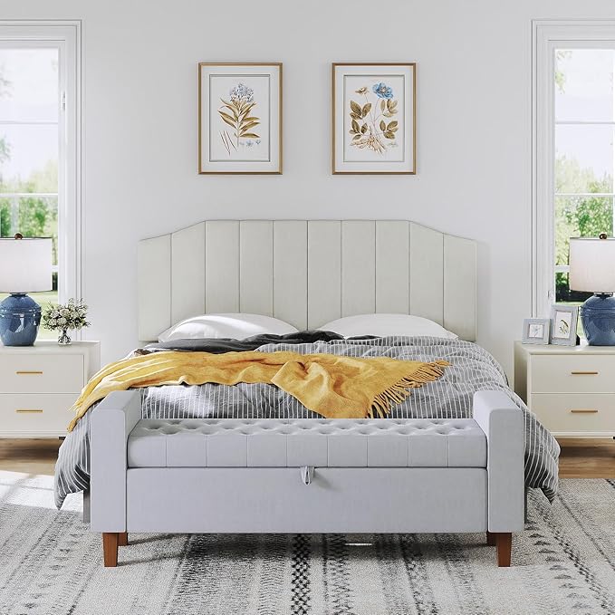 King Size Headboard Only, Velvet Upholstered Headboard King/California King Size Wall Mount and Bed Frame Mount, Featuring High-Density Sponge Padding Easy Assembly Comfort Style-Cream