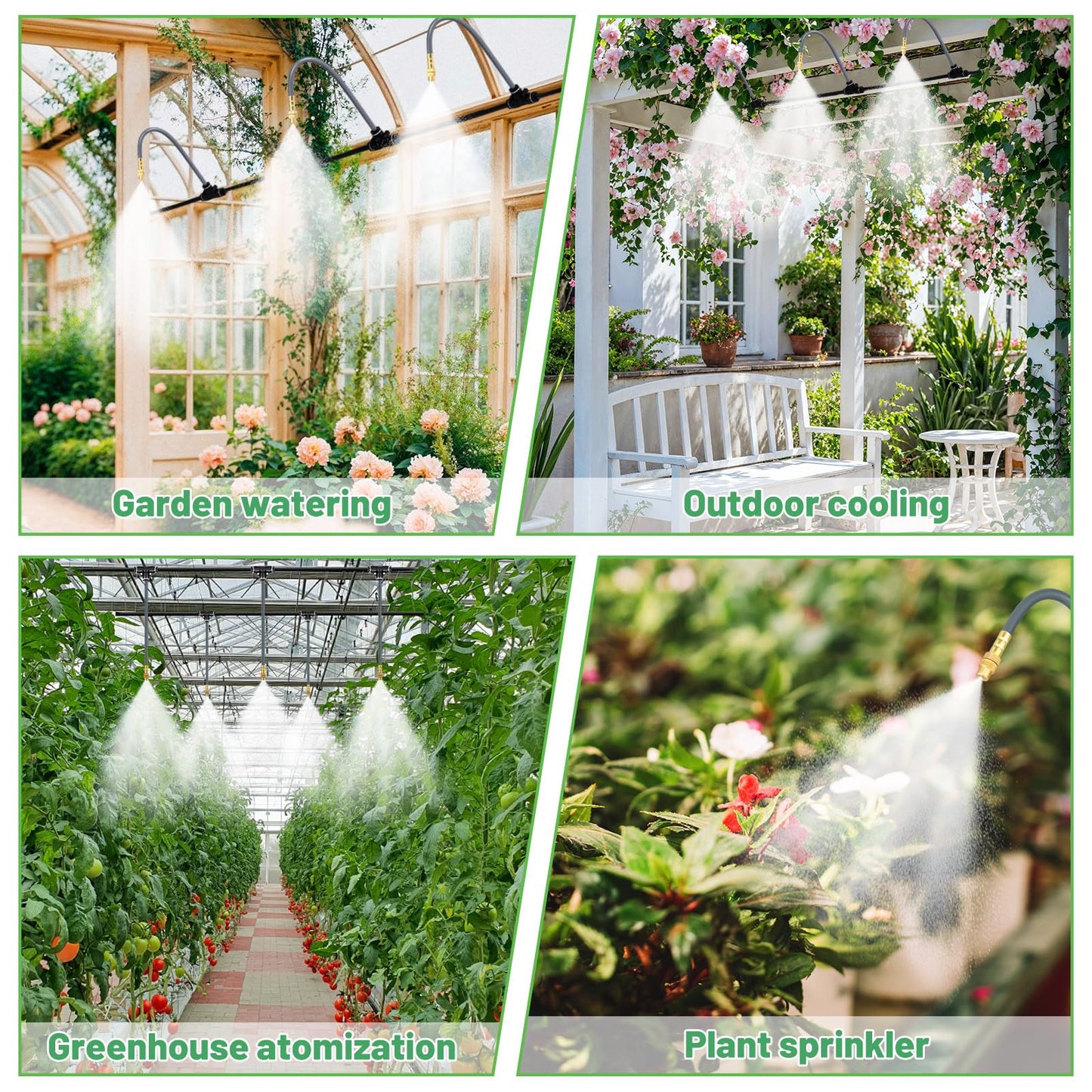 360° Adjustable 1/4" Drip Irrigation System,Bendable Watering Misting Irrigation System, Garden Watering Atomizing System with 15 Nozzles, Automatic Irrigation System for Garden