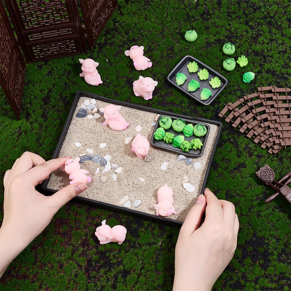 WEBEEDY Zen Garden Kit for Desk,Pig Theme Japanese Zen Sand Garden Box Decor Set with Tray,Sand,Tools for Desktop Meditation Decoration Sandbox Tray Kit Gift,Rectangular(8.3x6.2/21x15.7cm)