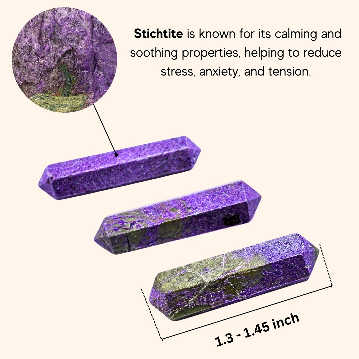 Amazing Gemstone Stichtite Crystal Points Bulk Healing Crystals and Stones - Pack of 3 Double Terminated Healing Wand Point Bulk Crystals for Crafts, Crystal Grid, DIY Work