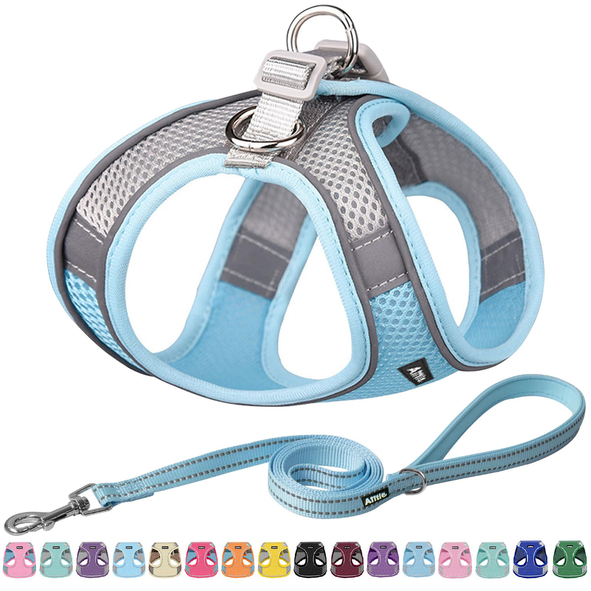 AIITLE Small Dog Harness and Leash Set, Step-in Puppy Pet Vest, Blue XS