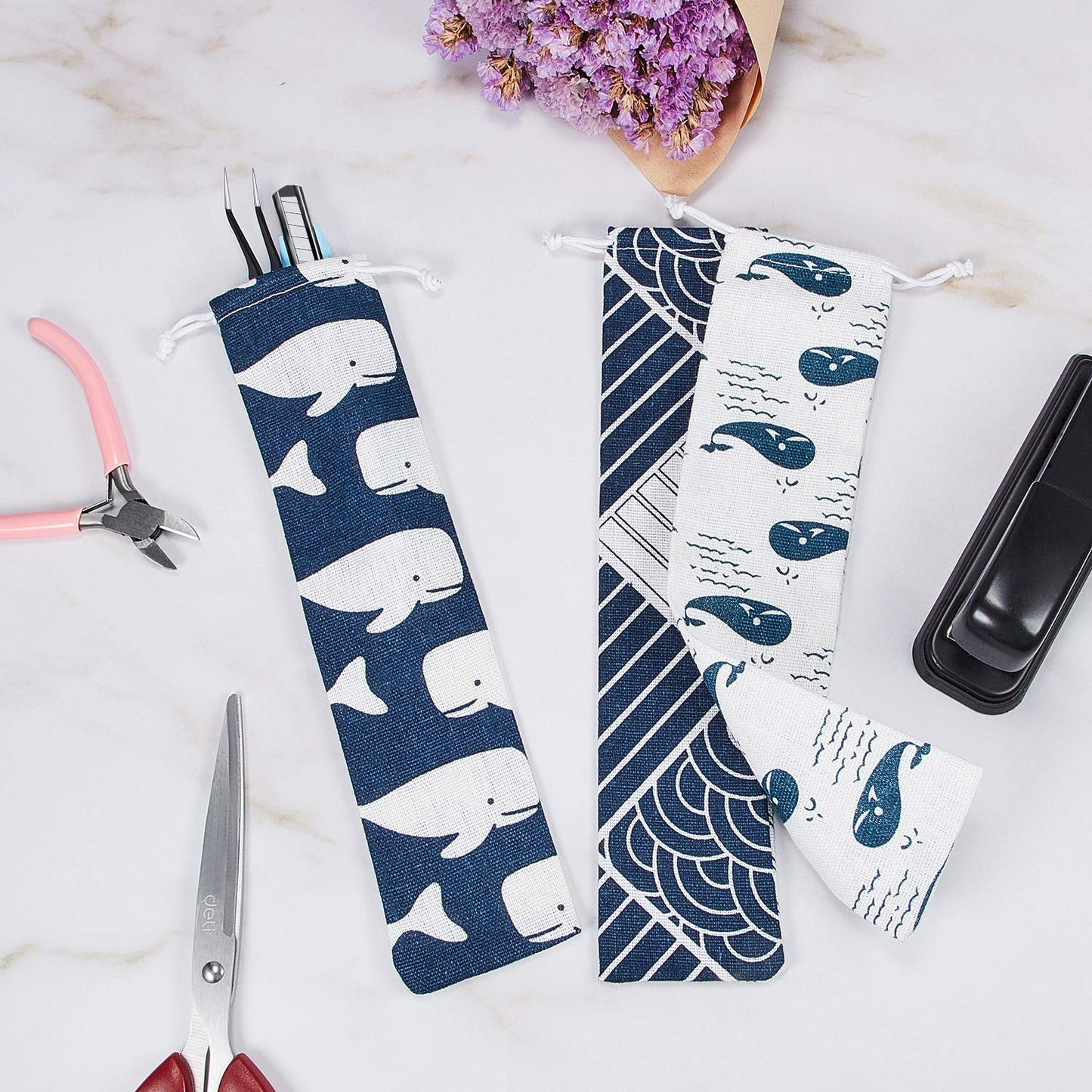 Outus 20 Pieces Straw Carrying Case Chopstick Case, Reusable Utensil Pouch Portable Travel Canvas Bag for Straws, Knife, Fork, Spoon, Chopsticks