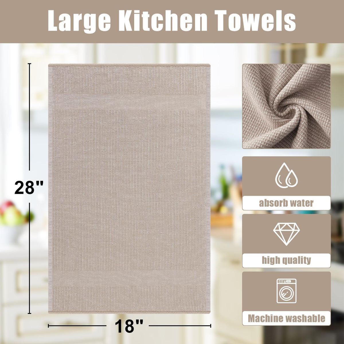 380 GSM Cotton Premium Kitchen Towels 3 Pack (3 Count)