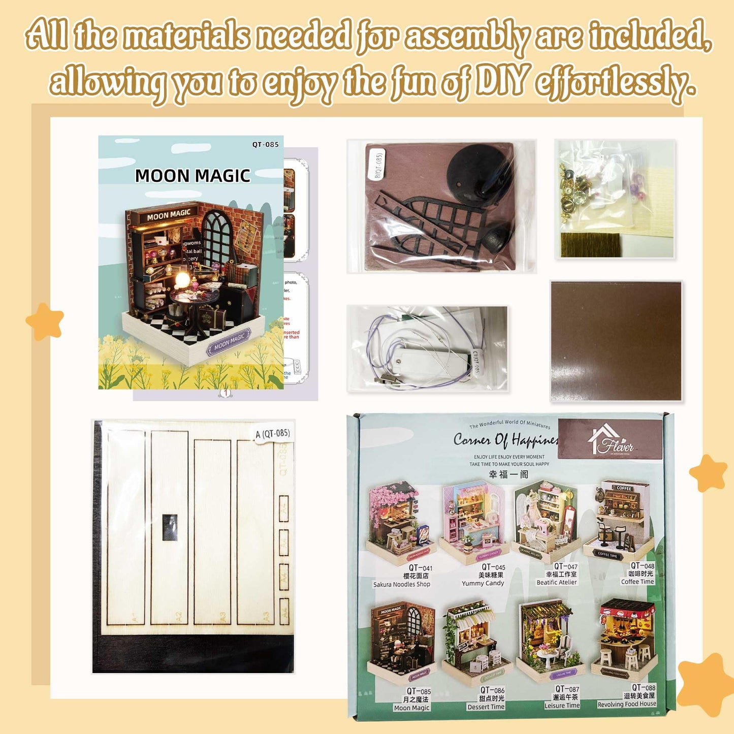 Flever Dollhouse Miniature DIY House Kit Creative Room with Furniture for Romantic Artwork Gift (Moon Magic)