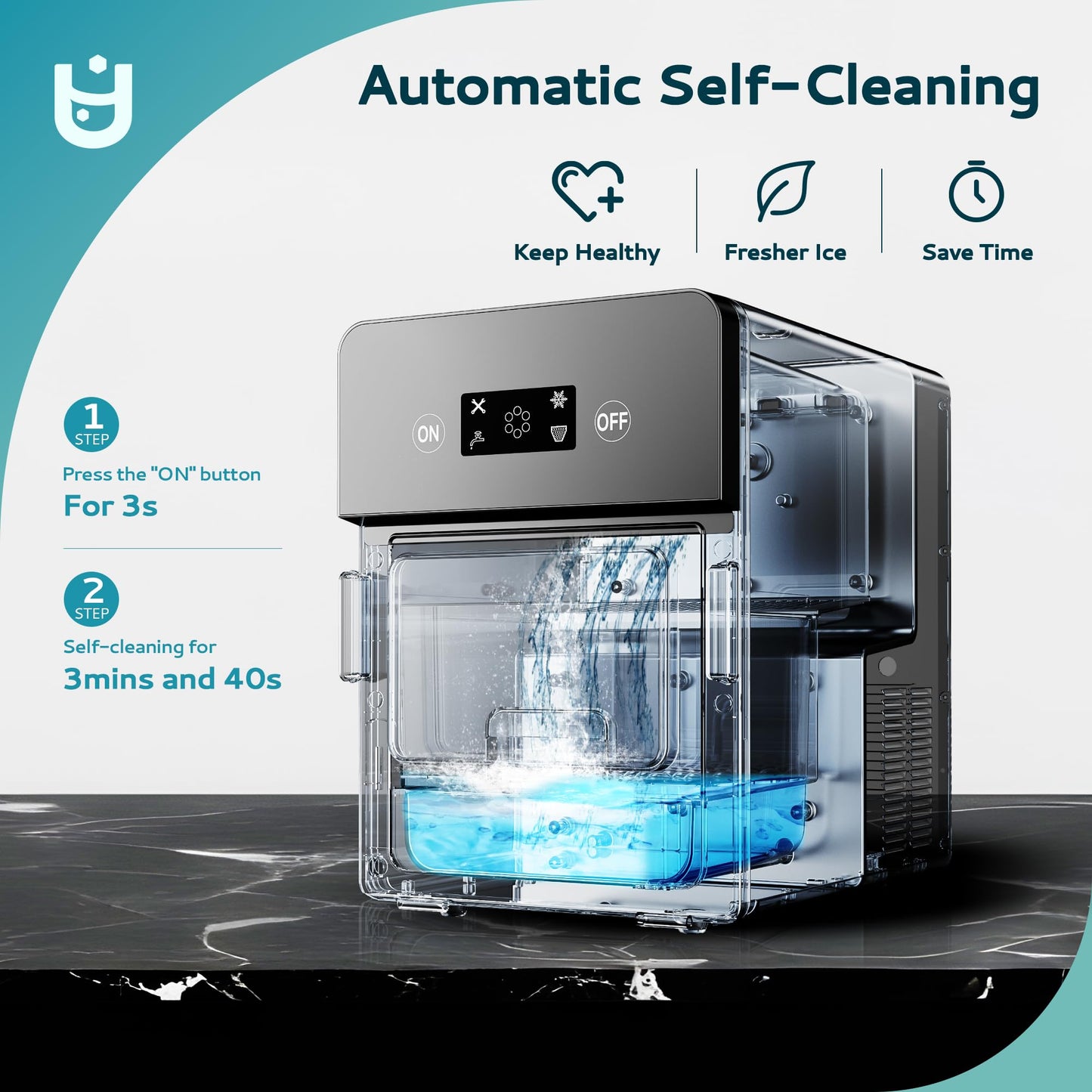 EUHOMY Ice Ball Maker Countertop, 144Pcs/day, 4Pcs Ready in 40Mins, Self-Cleaning, Sphere Ice Maker Machine with Crystal Clear Ice for Whiskey/Brandy/Rum