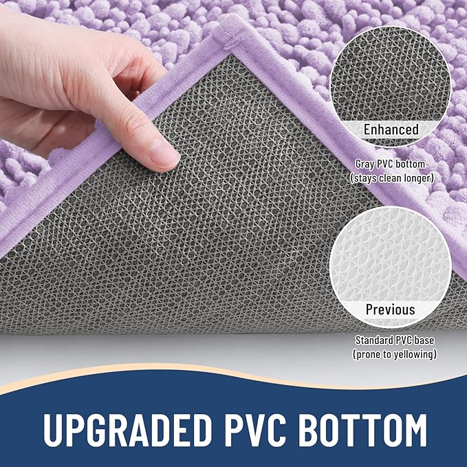 Arotive Luxury Chenille Bathroom Rug Mat, Extra Soft Thick Absorbent Shaggy Bath Rugs, Non-Slip Machine Wash Dry, Plush Bath Mats for Bathroom, Shower and Tub, 60x24, Light Purple
