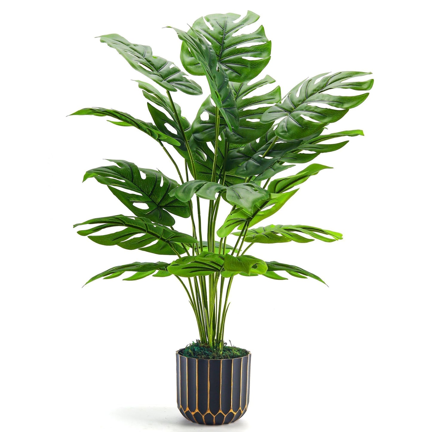 Der Rose 28'' Fake Plants Tall Artificial Monstera Faux Plants Indoor Outdoor Tree for Living Room Home House Decor