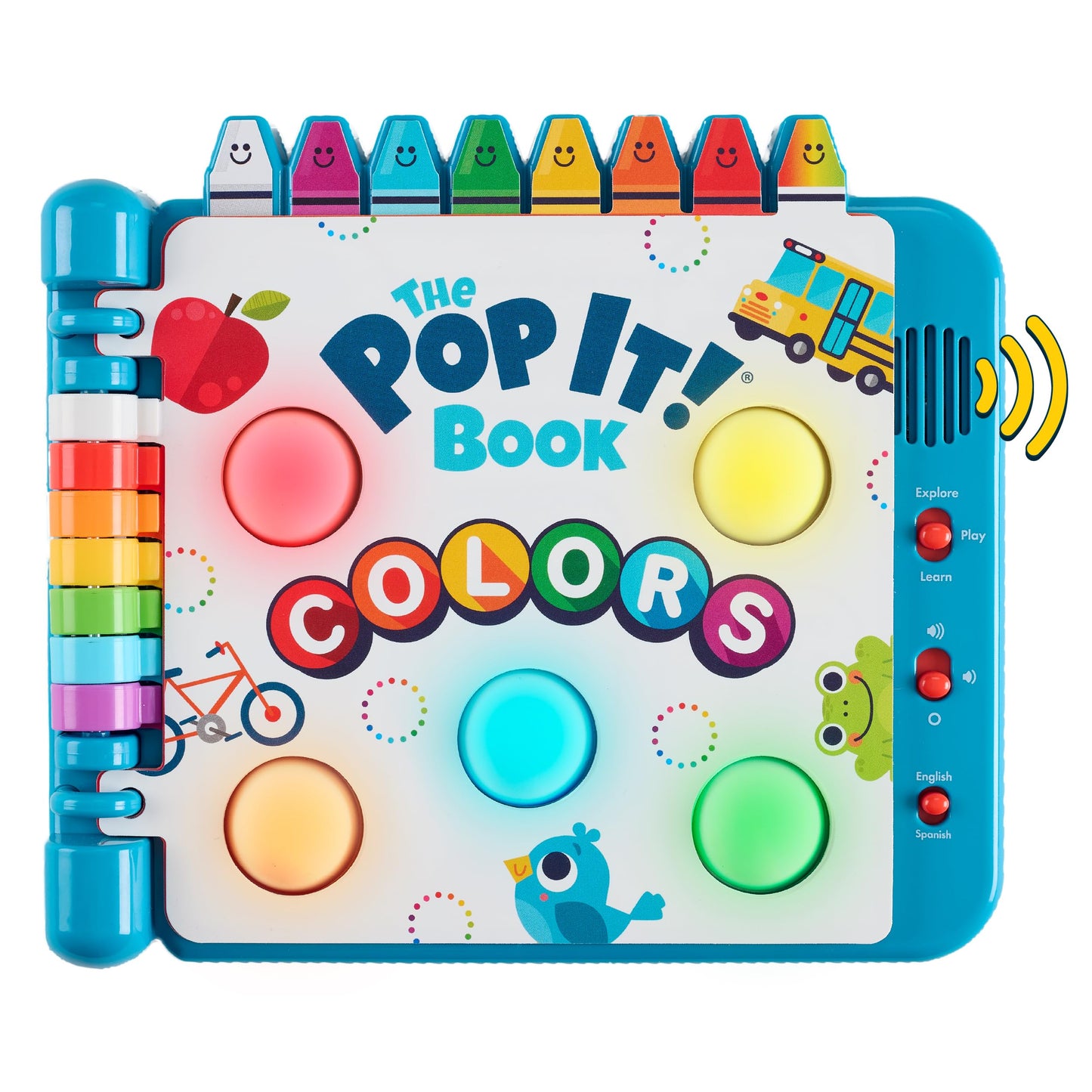 Chuckle & Roar Pop It! Book: Colors – Interactive Sensory Learning Book with Bilingual English & Spanish Play, Grow-with-Me Modes, Quiet Mode, Color Learning Toy for Toddlers Ages 1–4+
