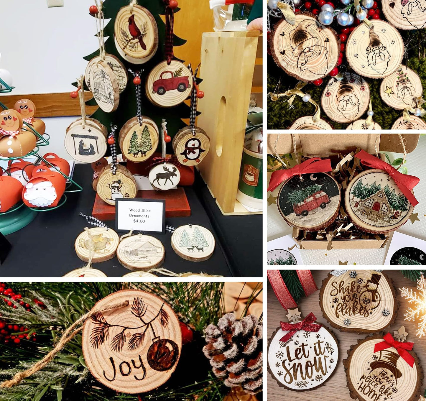 Timburst 20 Pcs Wooden Discs for Crafts, 3.5''-4'' Wood Circles for Crafts, Wood Slices for Painting DIY Christmas Ornaments Party Wall Home Wedding Decor