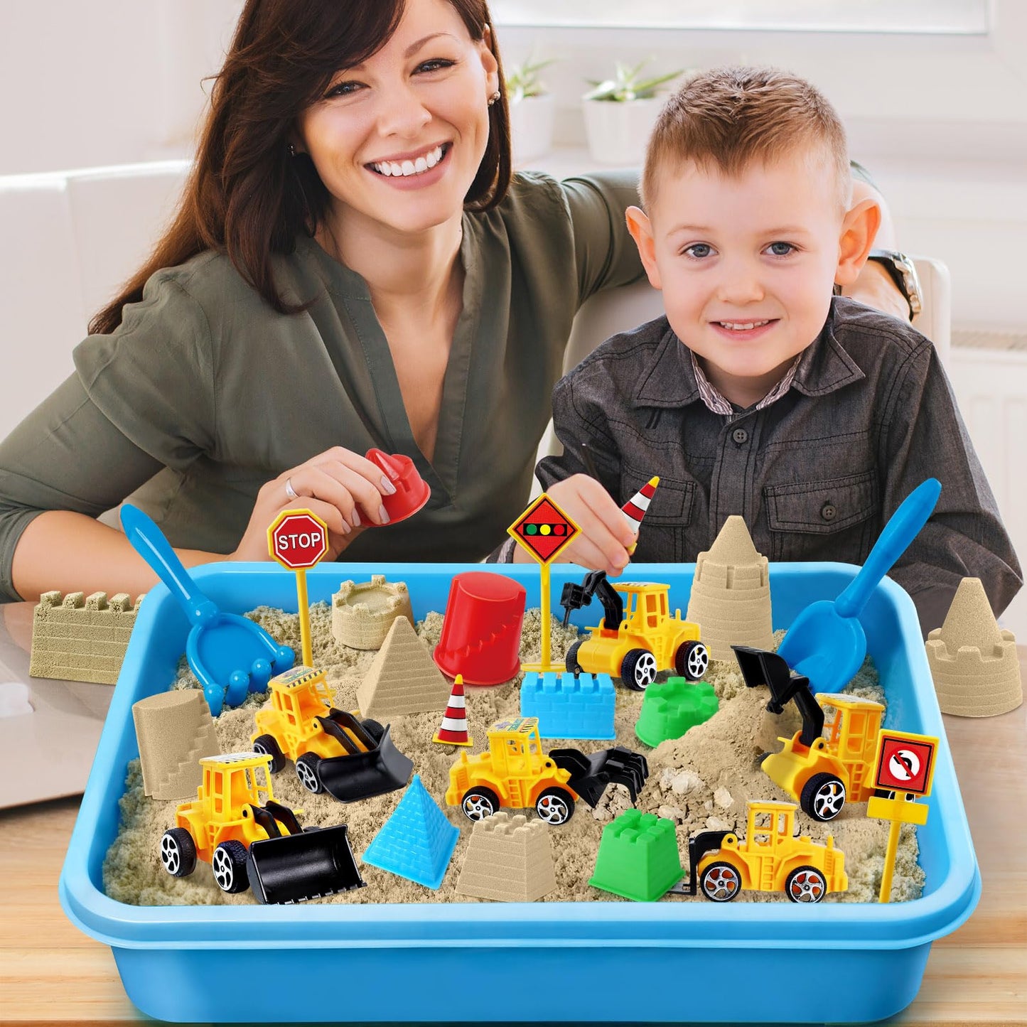 Sensory Bin, Construction Kit with Sensory Sand, Play Sand Pretend Play Beach Toy, Sandbox for Girls and Boys