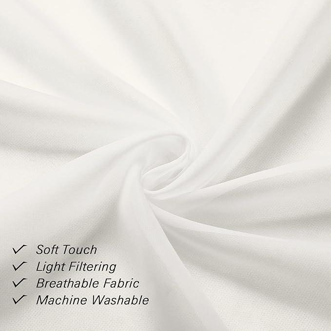 Lecloud Ivory Sheer Curtains 84 Inches Long 2 Panels, Solid Voile Light Filtering Airy Curtain Drapes for Living Room, Elegant Bedroom Semi Sheer Window Treatments, 40" W x 84" L