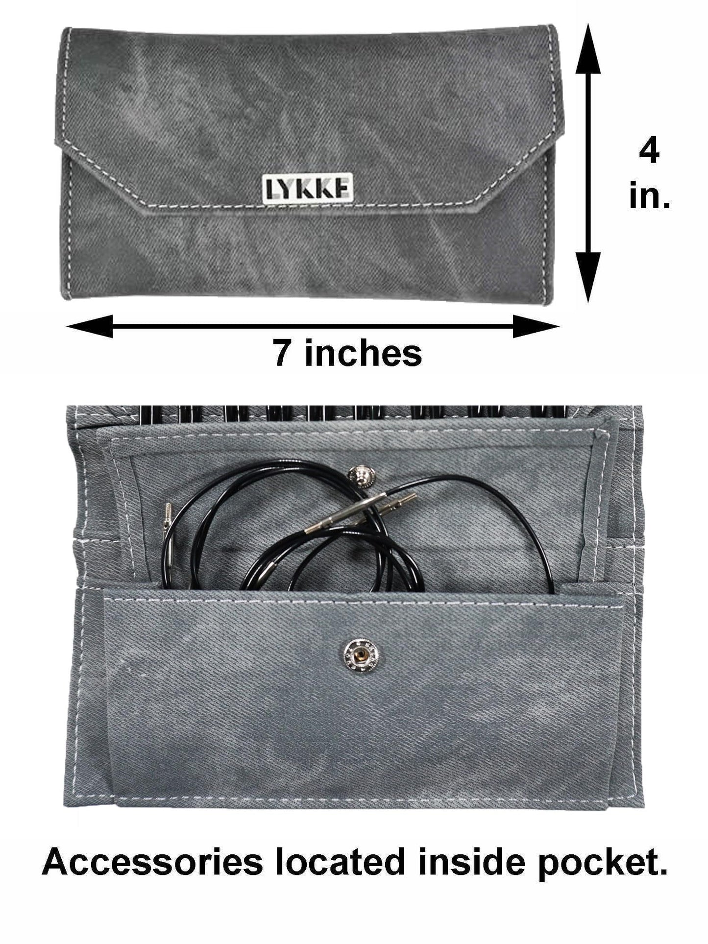 Lykke Driftwood 3.5 in. Standard Set US 3, 4, 5, 6, 7, 8, 9, 10, 10.5 Interchangeable Circular Knitting Needles for Baby, DK, Worsted, Chunky Yarn, Birchwood, 4 Swivel Cords, Grey DM Case, Project Bag